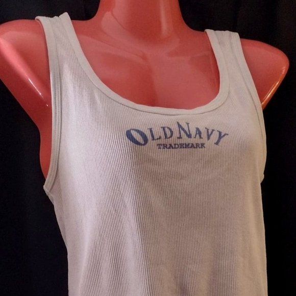 Medium Old Navy Trademark Ribbed White Tank Top - Picture 2 of 3